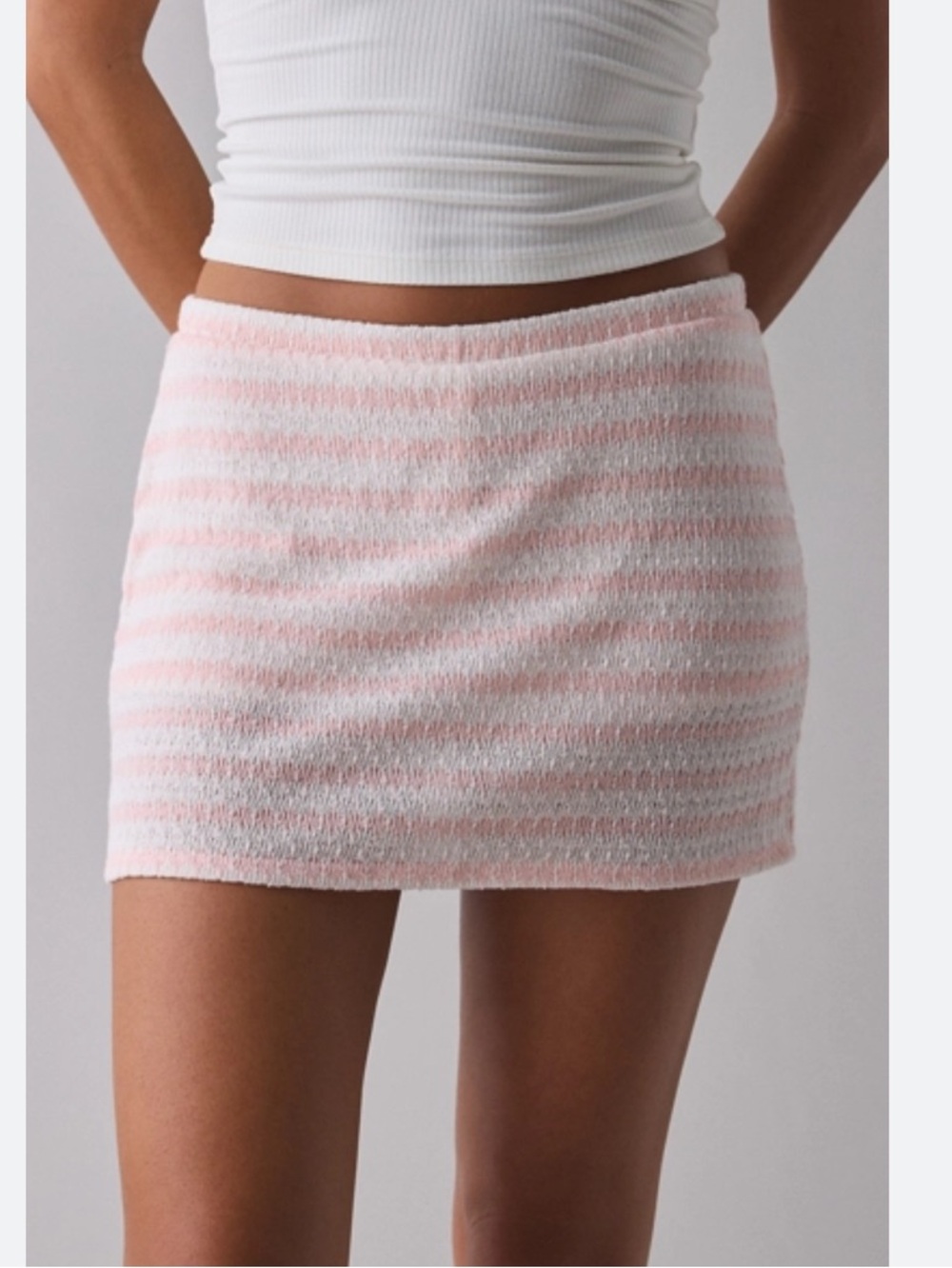 Urban Renewal small pink and white horizontal stripes mini skort